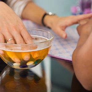 Classic manicure includes soaking, cutting, trimming, and polish